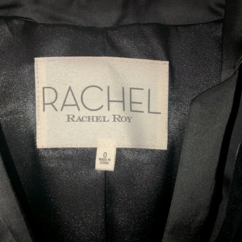 Rachel Roy black slim fit velvet luxe elegant blazer with satin lapel size 0 new